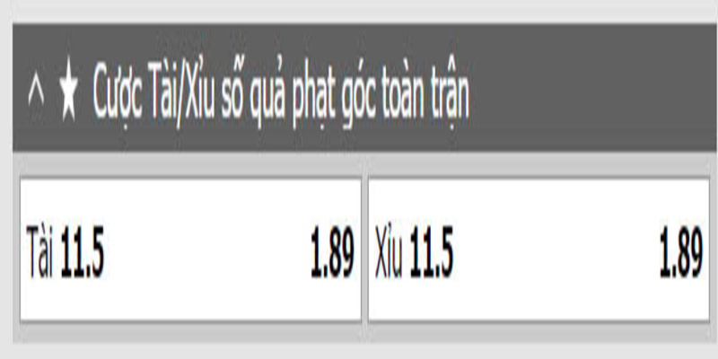 Bảng tỷ lệ kèo Tài góc chi tiết dành cho tân thủ